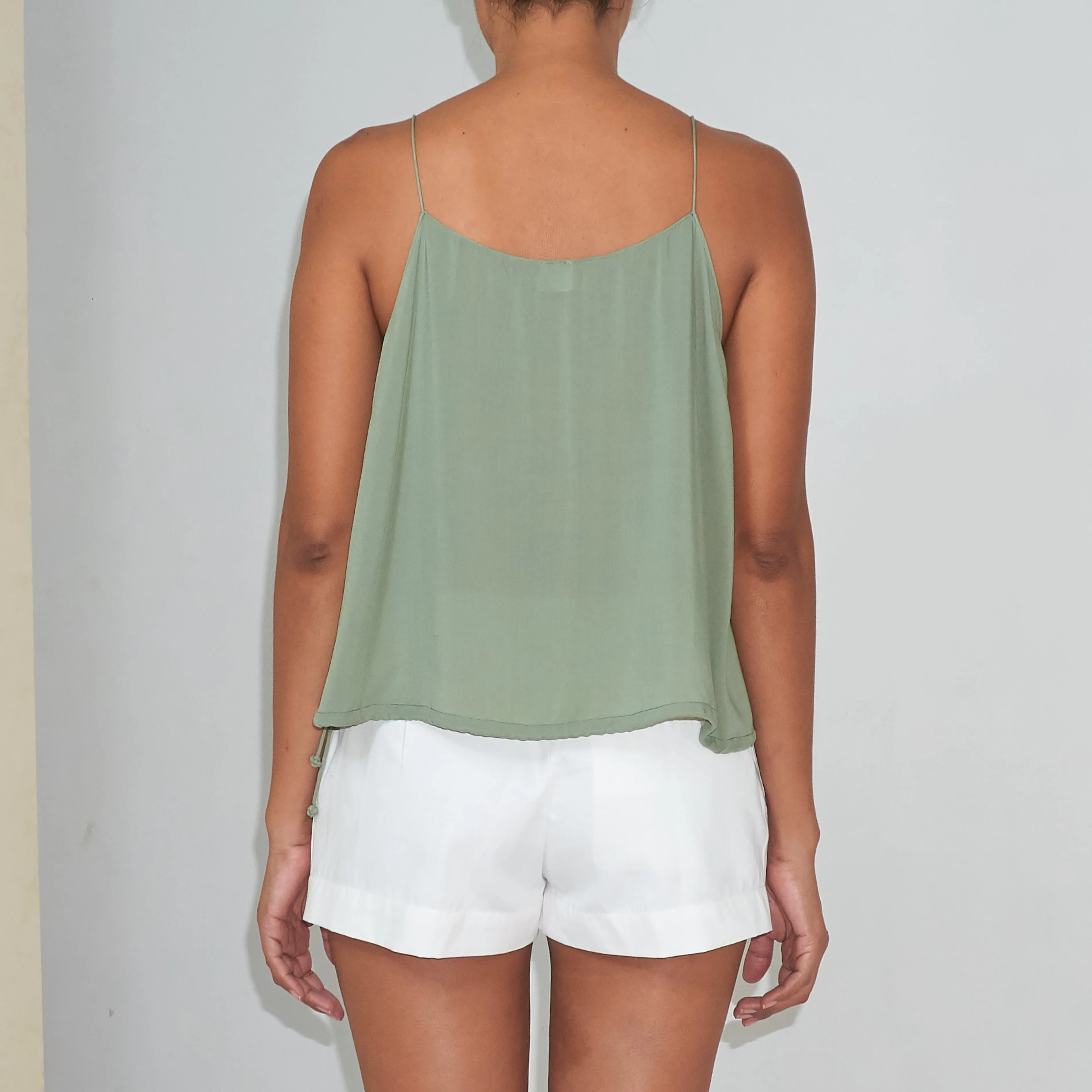 RINKI STRING CAMISOLE - Rayon Voile | Light Olive Green