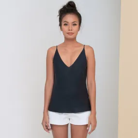 RINKI V CAMISOLE - Linen | Midnight Blue