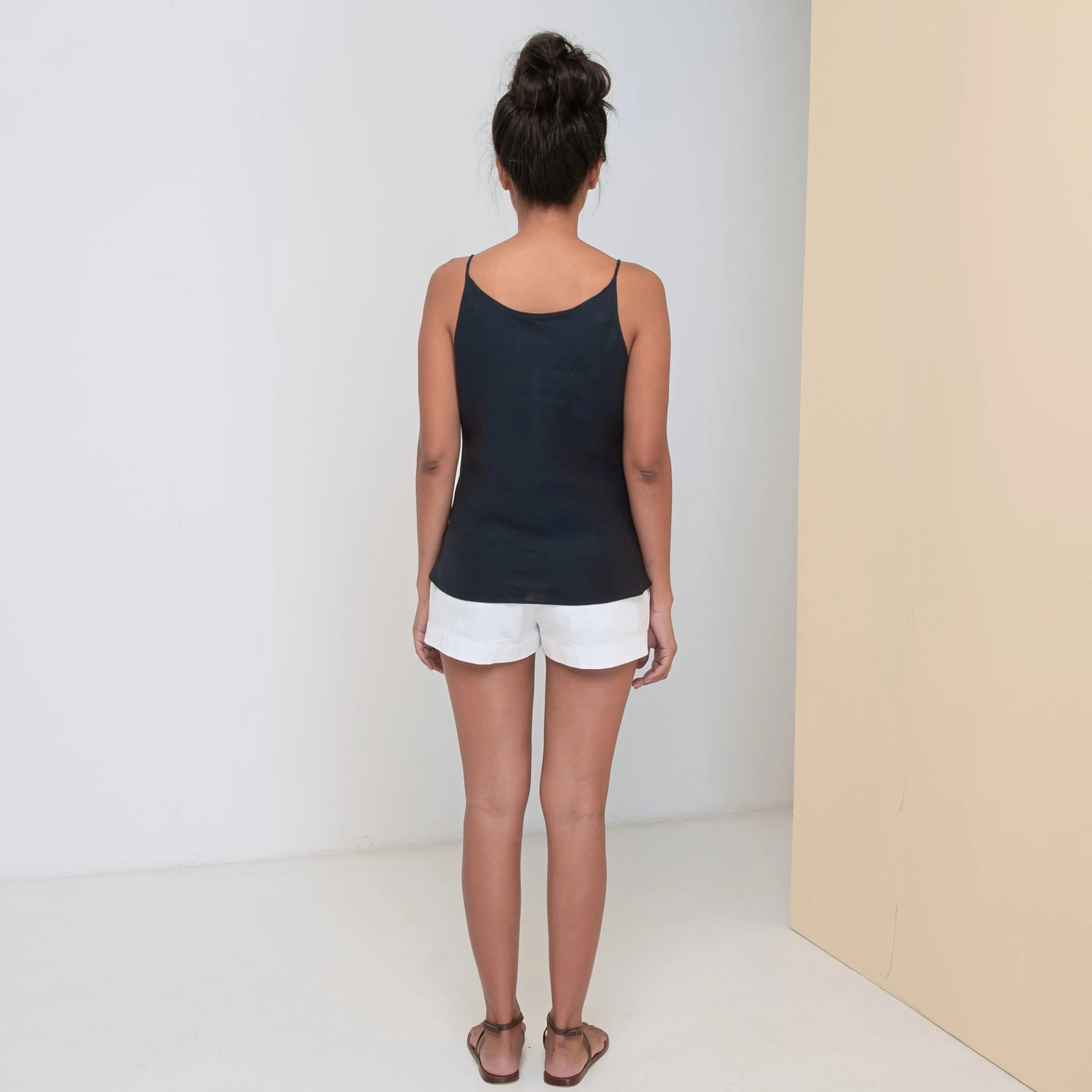 RINKI V CAMISOLE - Linen | Midnight Blue