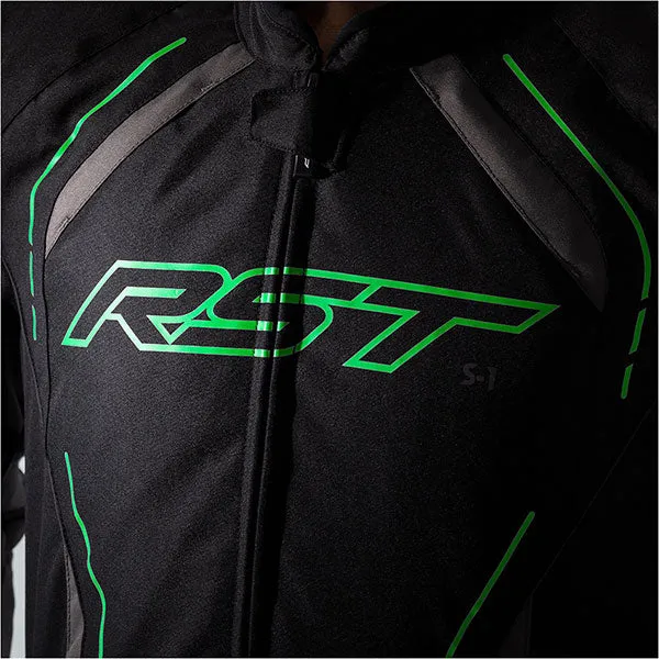 RST S-1 CE Textile Jacket - Black / Grey / Neon Green