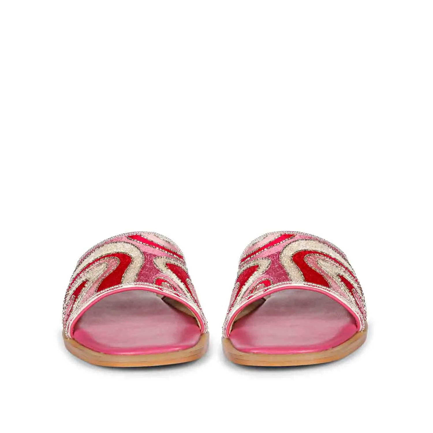 Saint Georgia Hand Embroidered Pink Leather Flats