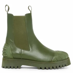 Saint Isla Green Leather High Ankle Boots