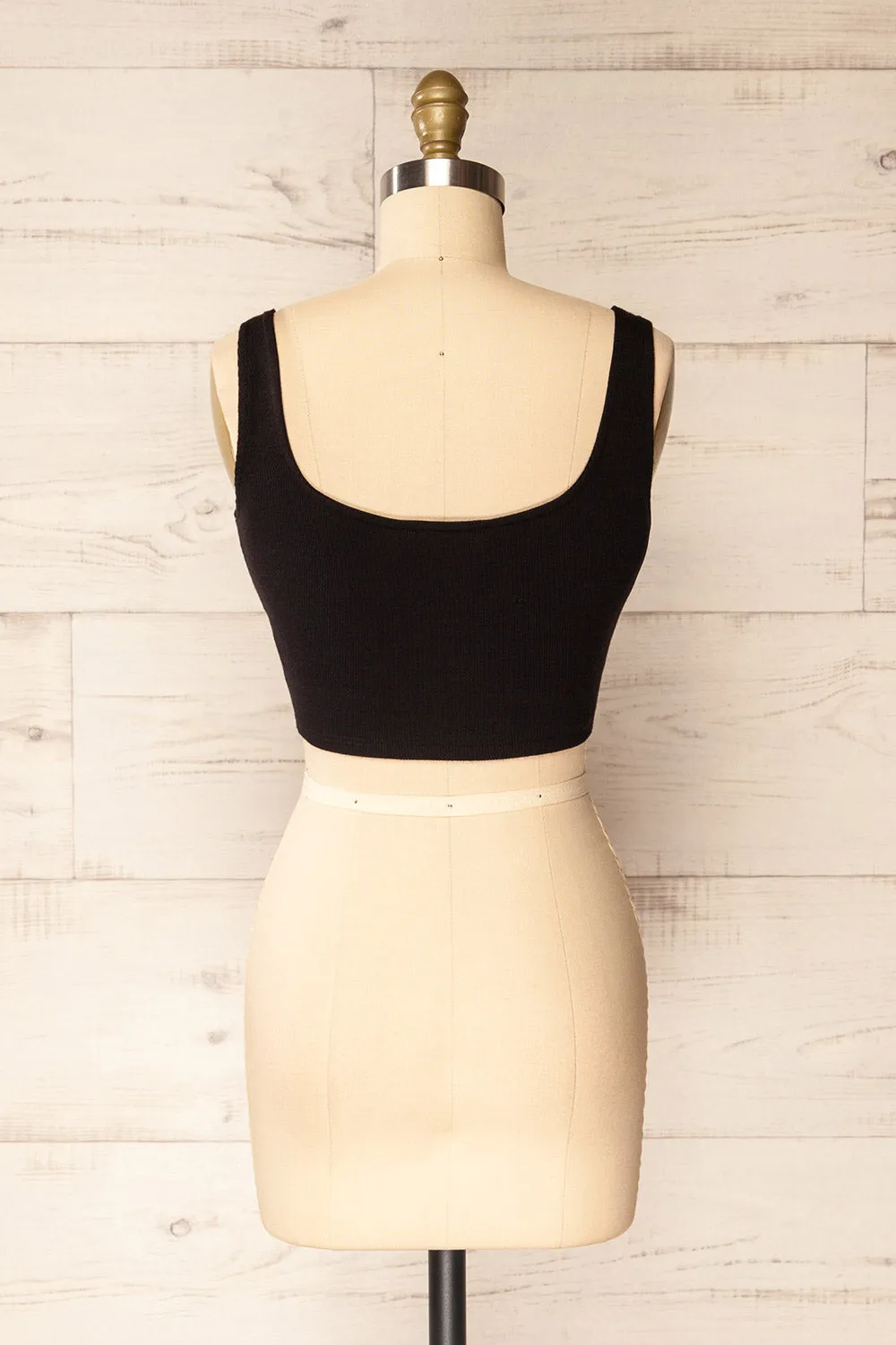 Seoul Black | Cropped Ribbed Cami Top