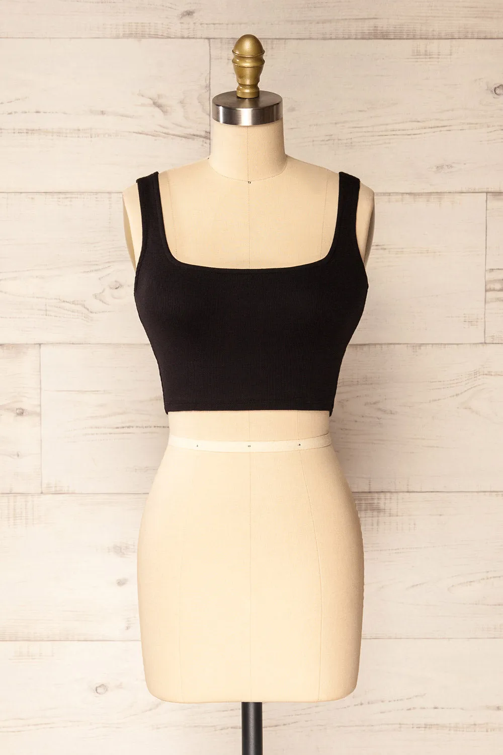 Seoul Black | Cropped Ribbed Cami Top