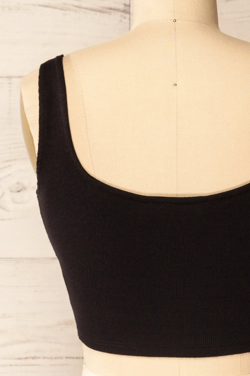 Seoul Black | Cropped Ribbed Cami Top