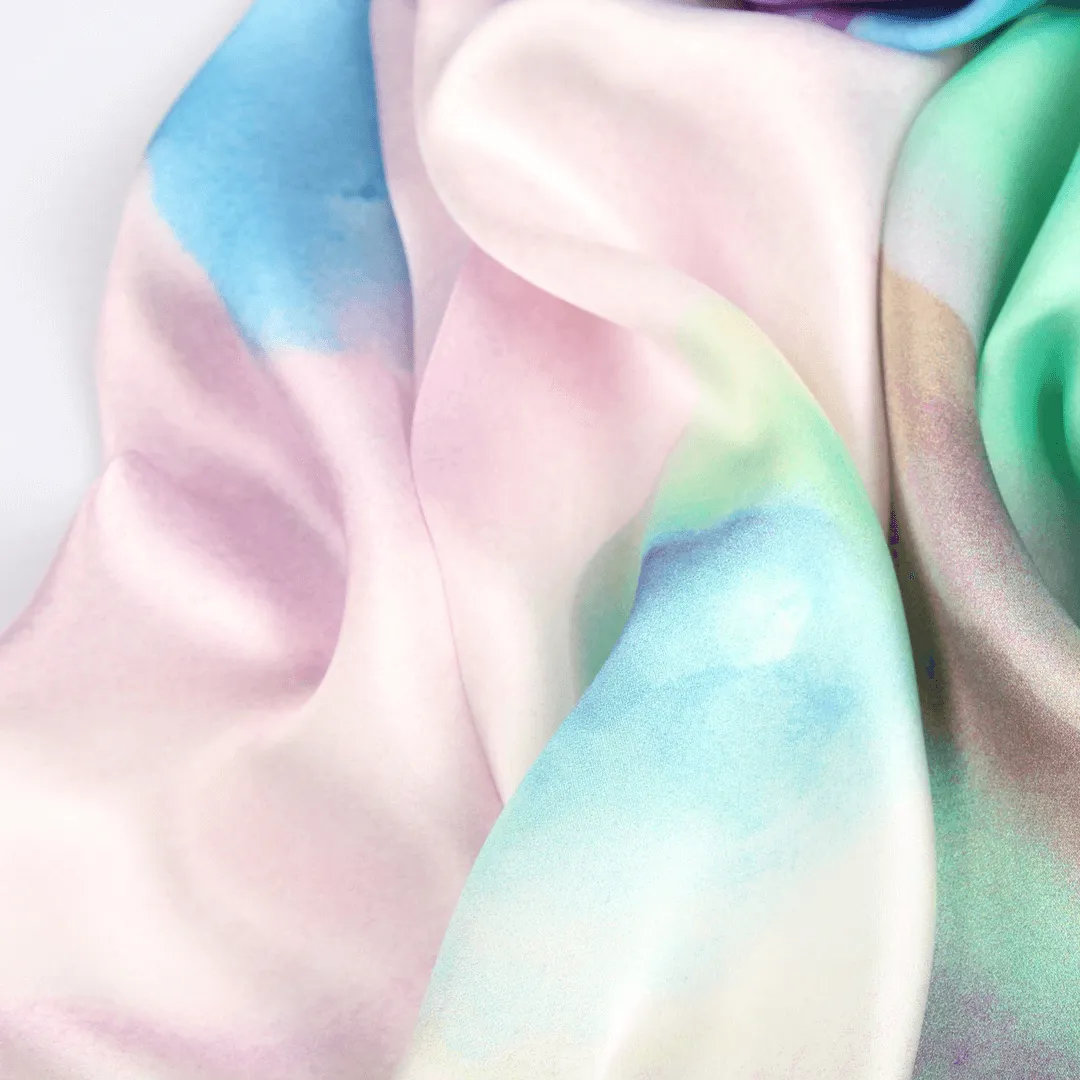 Silk Scarf Collecitons|Blossom Range|Rainbow Pastel Design|Long Silk Scarf