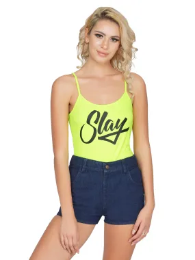 SLAY. Women's Neon Green Printed Camisole