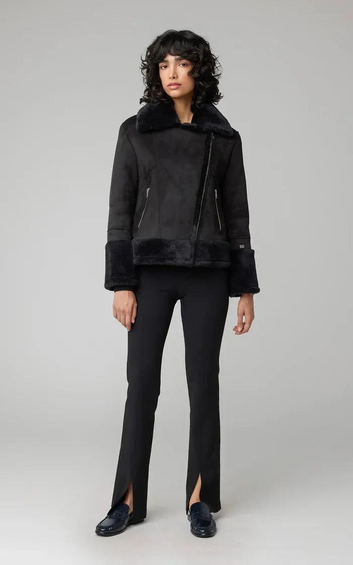 SOIA&KYO PHOEBE - Relaxed-Fit Luxe Faux Sherpa Biker Jacket