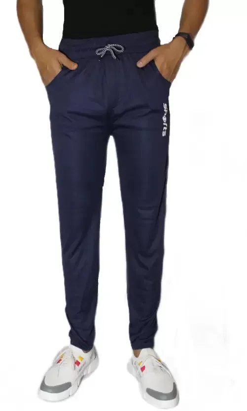 Solid Men Blue Track Pants