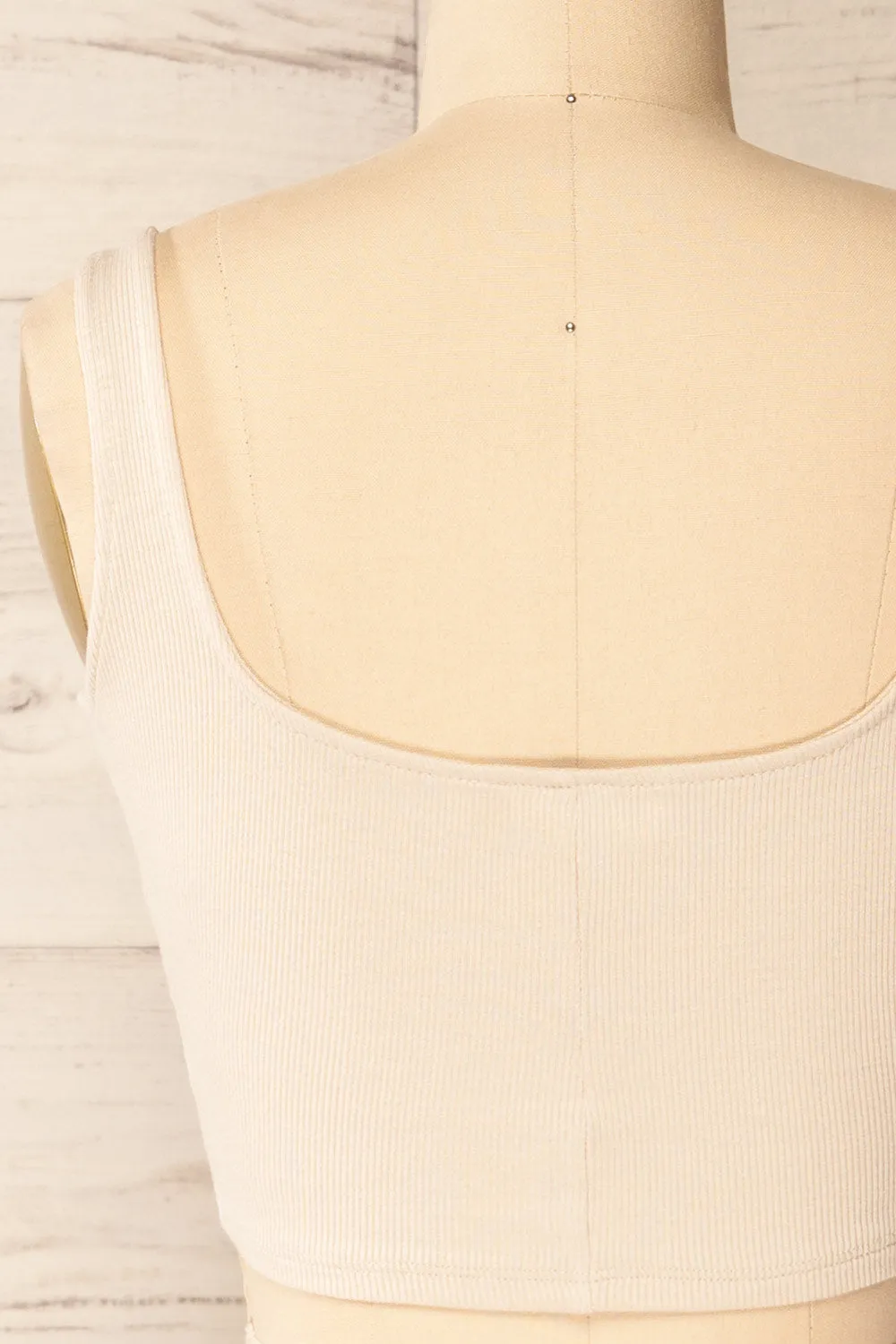 Taipei Beige | Cropped Ribbed Cami Top