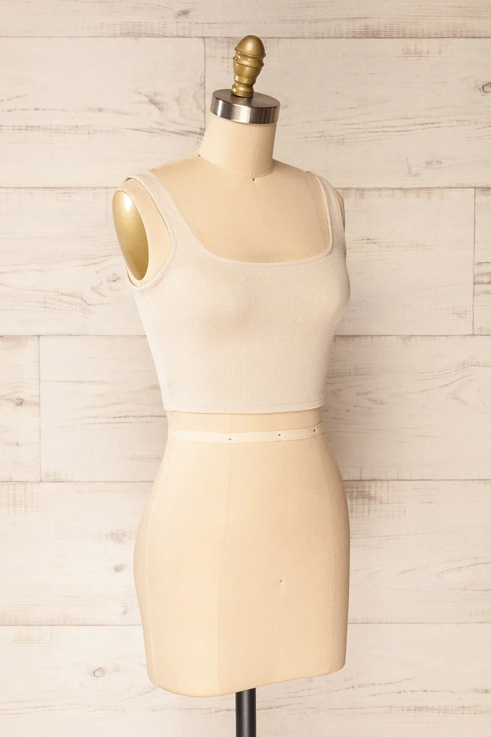 Taipei Beige | Cropped Ribbed Cami Top