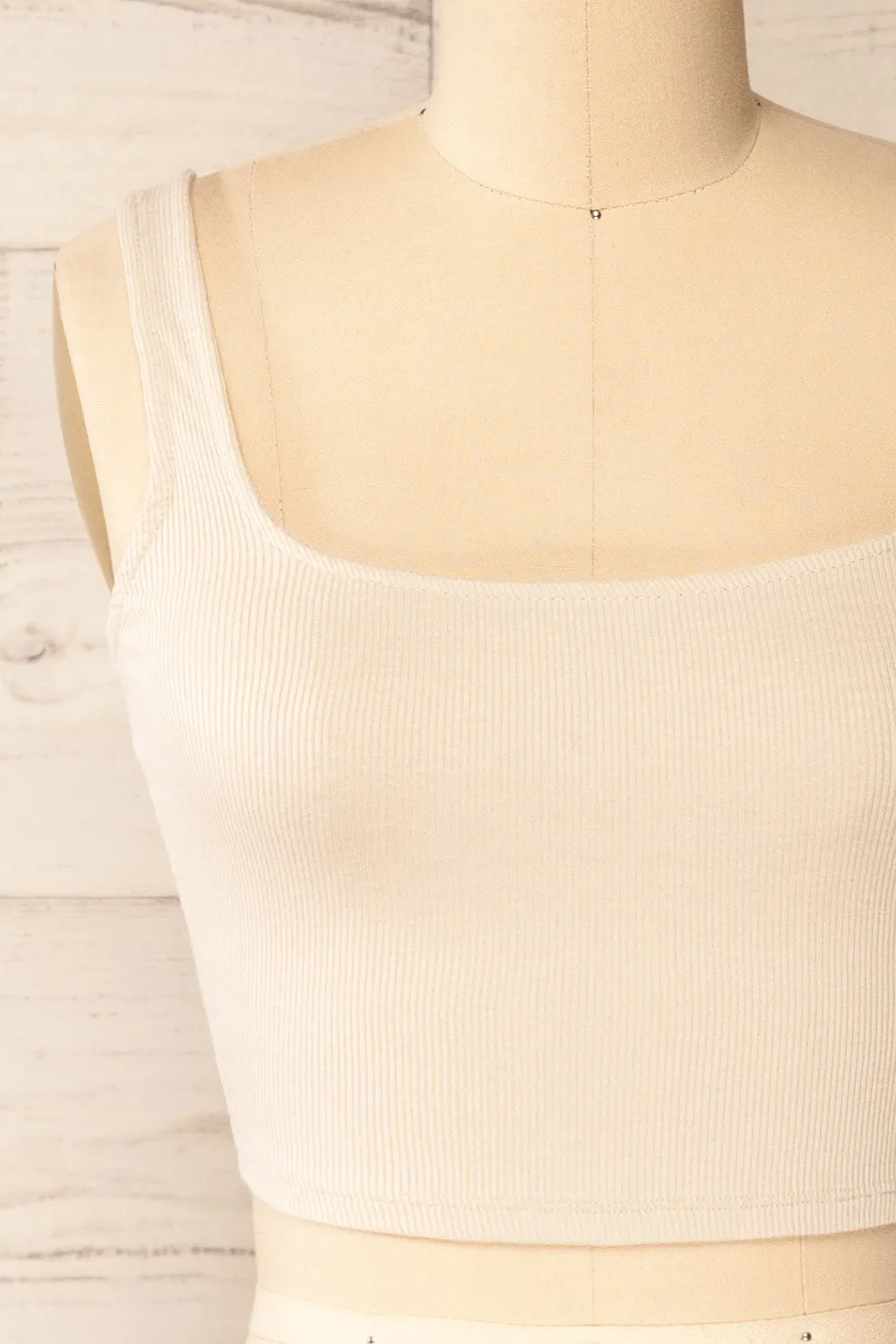 Taipei Beige | Cropped Ribbed Cami Top