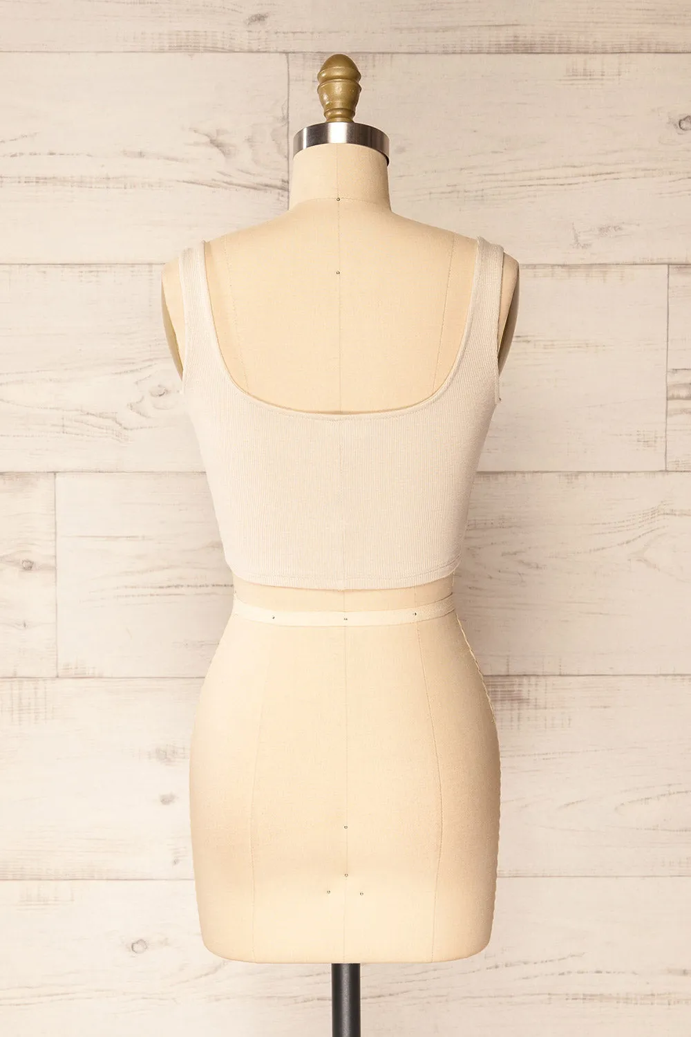 Taipei Beige | Cropped Ribbed Cami Top