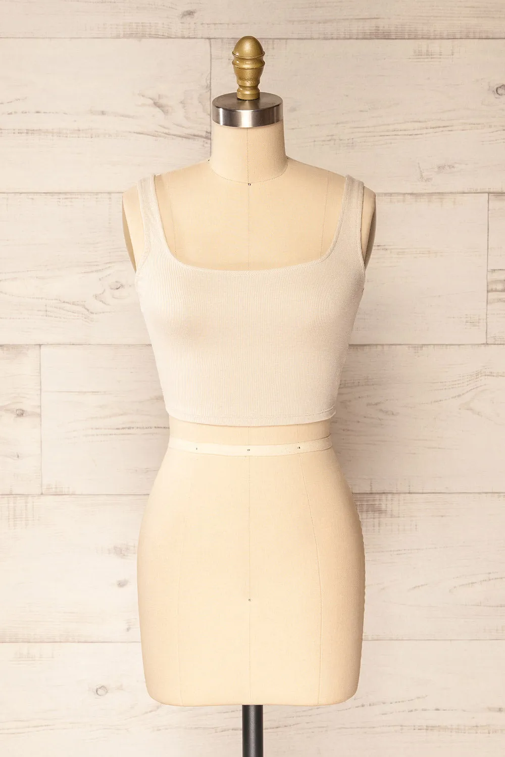 Taipei Beige | Cropped Ribbed Cami Top