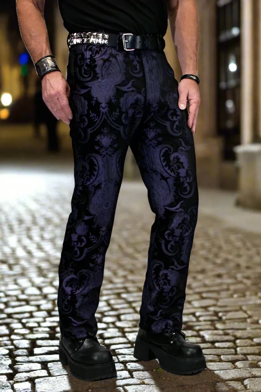 TAPESTRY PANTS - PURPLE/BLACK