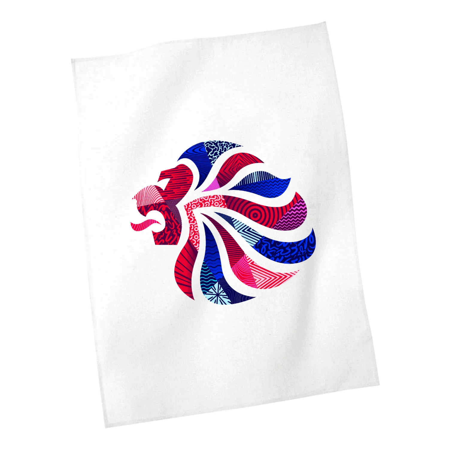 Team GB Abstract Lion White Tea Towel