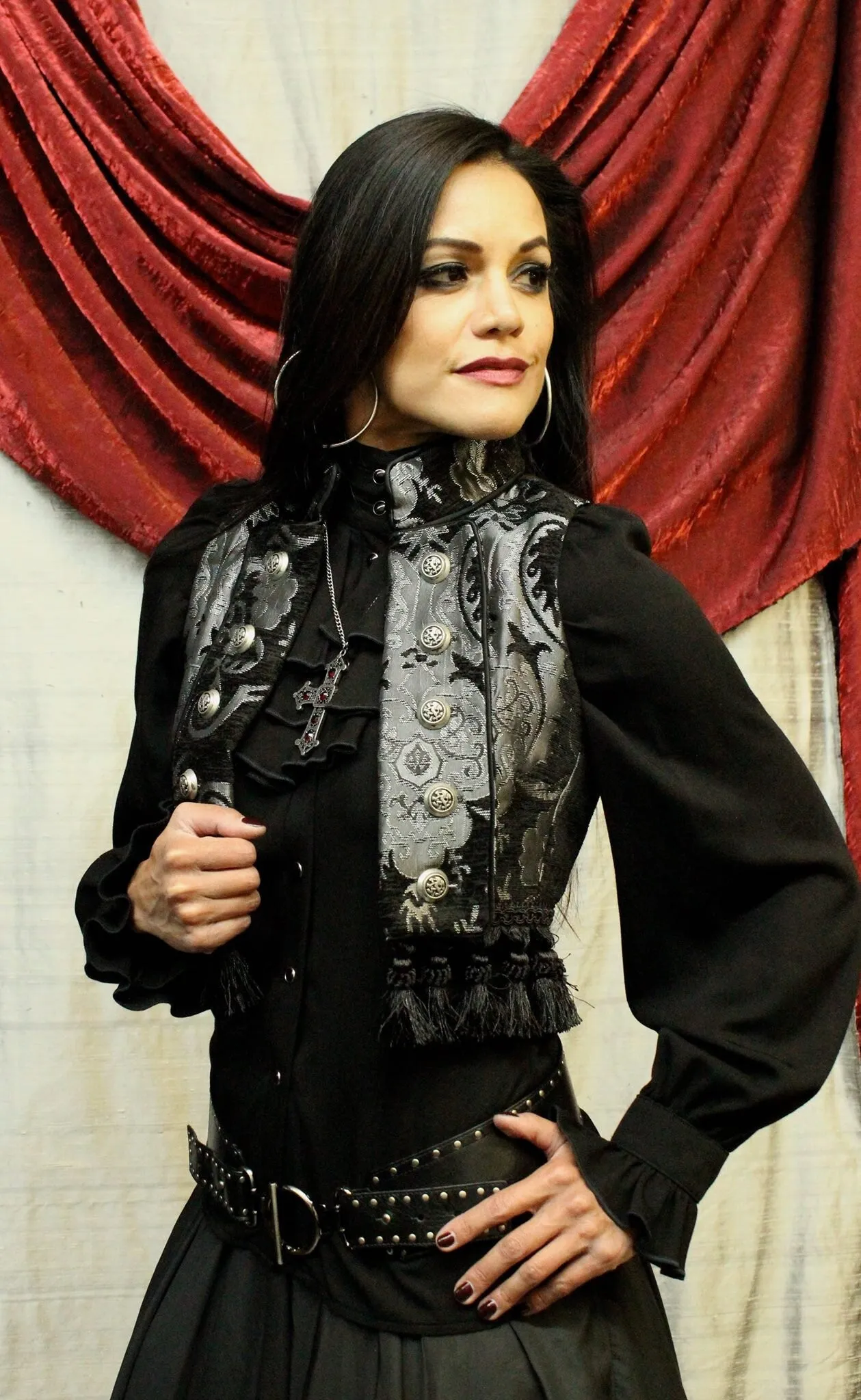 TOREADOR VEST - SILVER/BLACK TAPESTRY