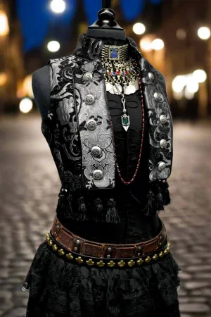 TOREADOR VEST - SILVER/BLACK TAPESTRY