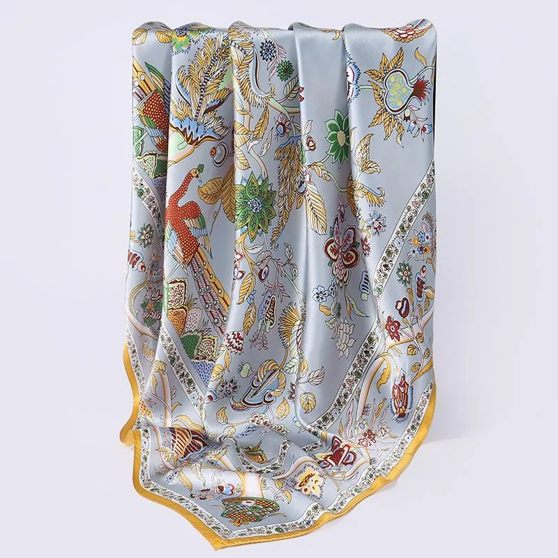 Tropical Garden Silk Charmeuse Scarf 106