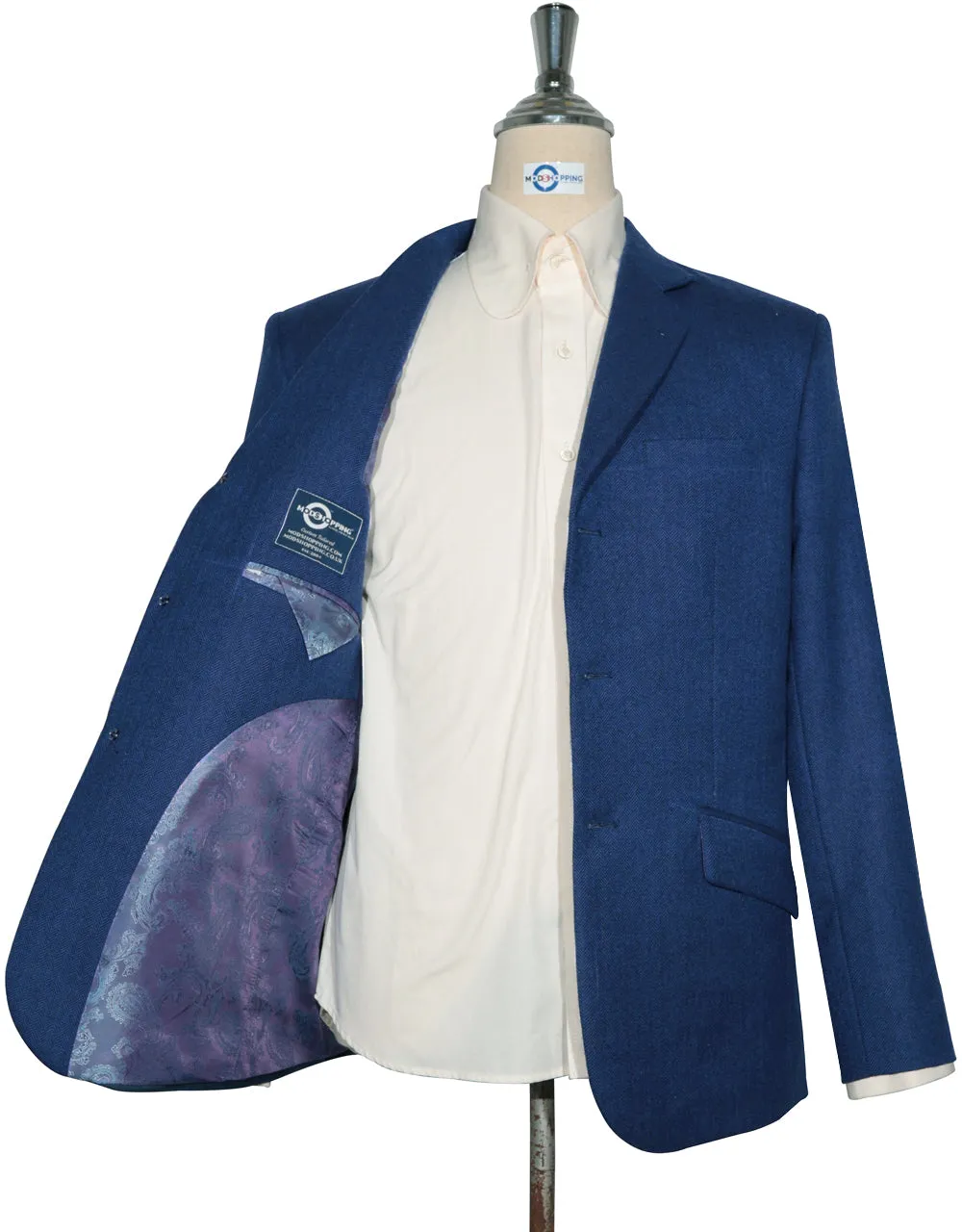 Tweed Jacket - Blue Herringbone Tweed Blazer