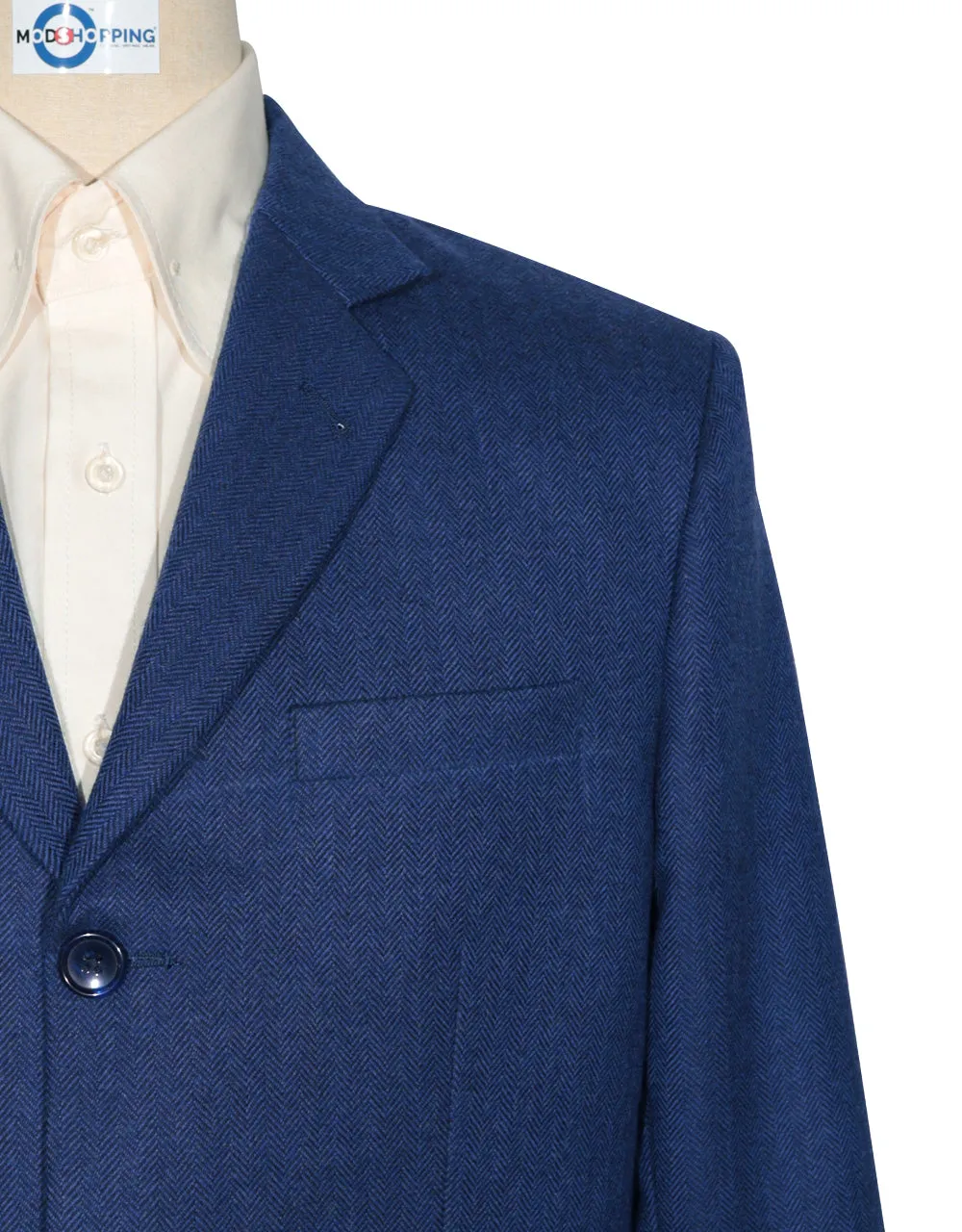 Tweed Jacket - Blue Herringbone Tweed Blazer