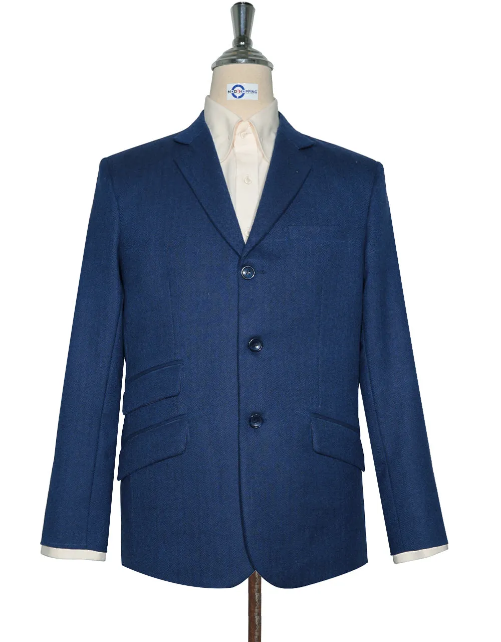 Tweed Jacket - Blue Herringbone Tweed Blazer