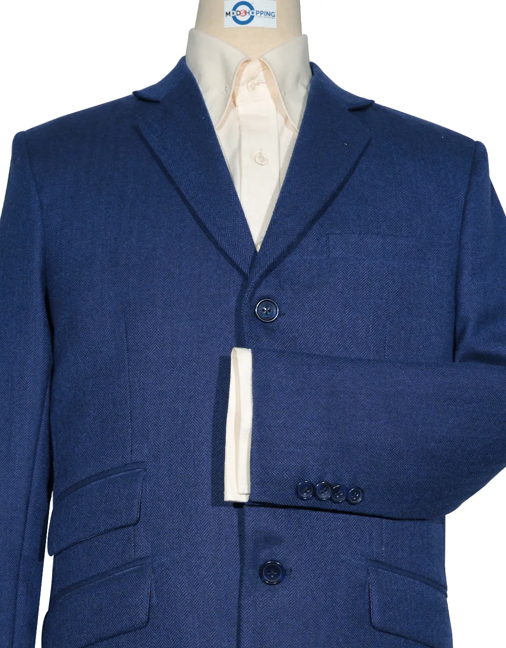 Tweed Jacket - Blue Herringbone Tweed Blazer