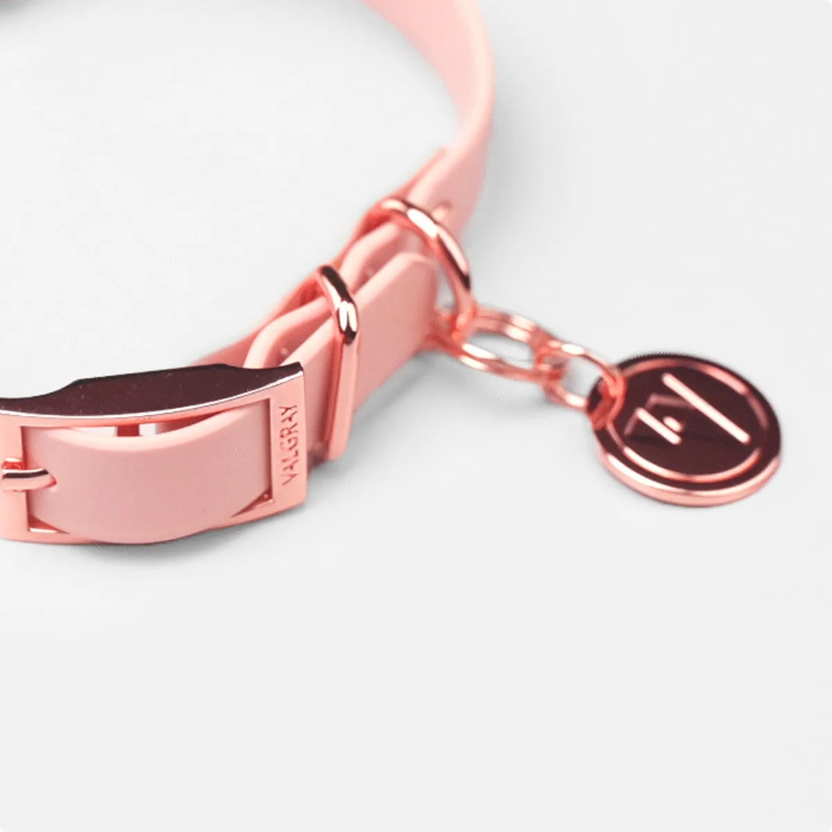 Valgray Splash Proof Adjustable Dog Collar, Blush & Rose Gold