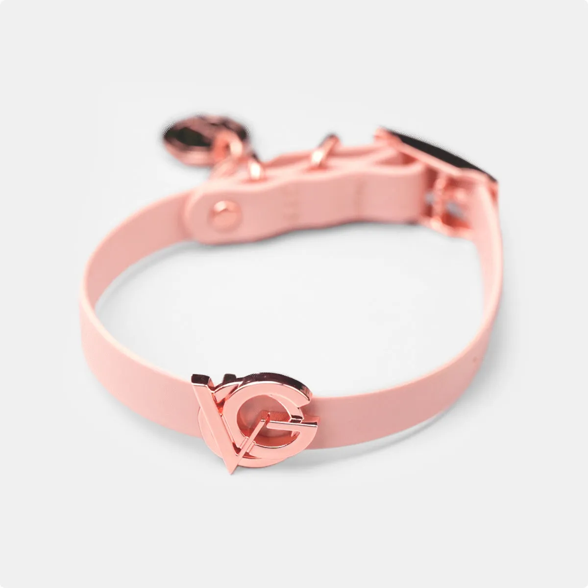 Valgray Splash Proof Adjustable Dog Collar, Blush & Rose Gold