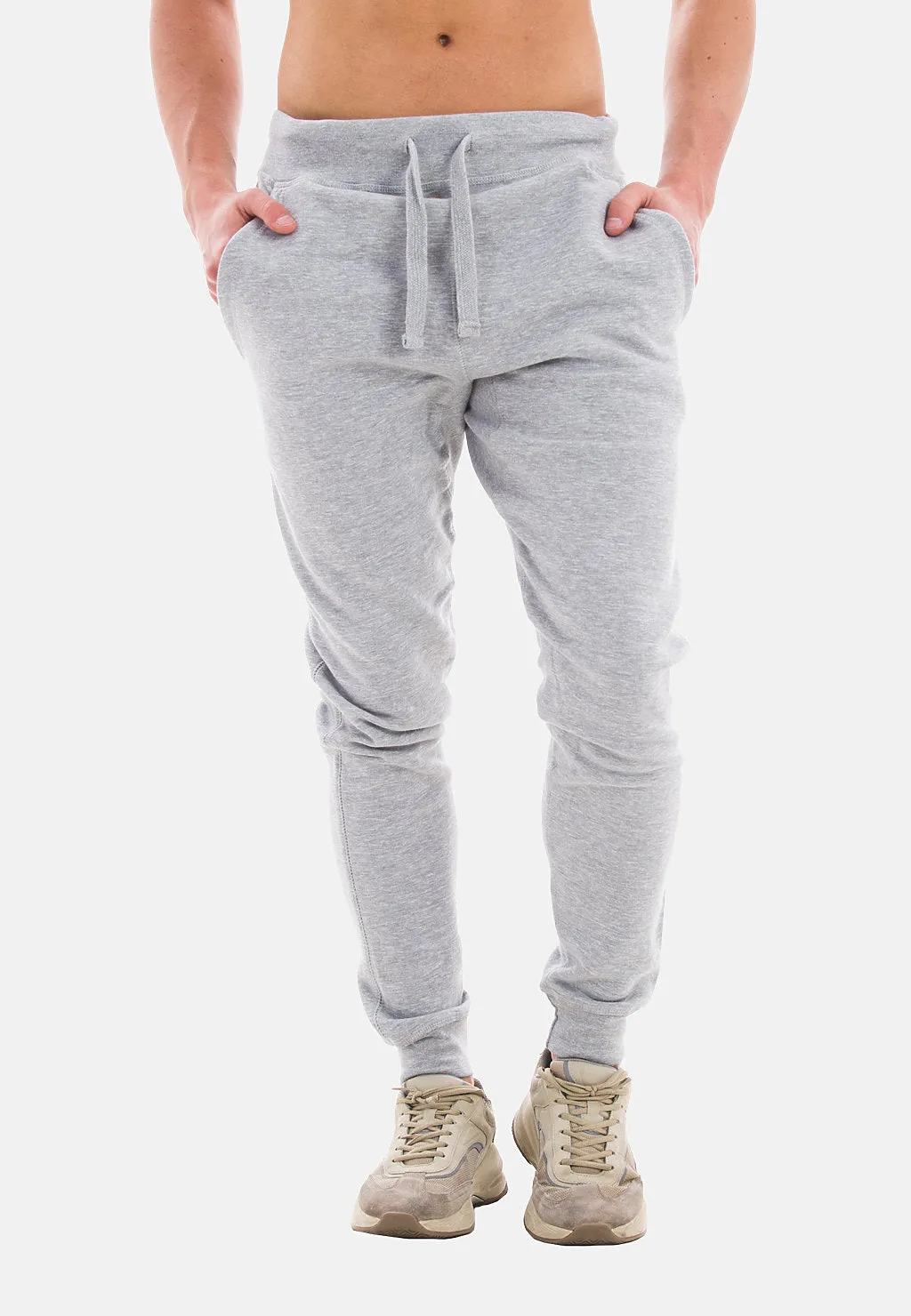 Venley Men's Heather Grey Slim-Fit MADE IN USA Fleece Joggers