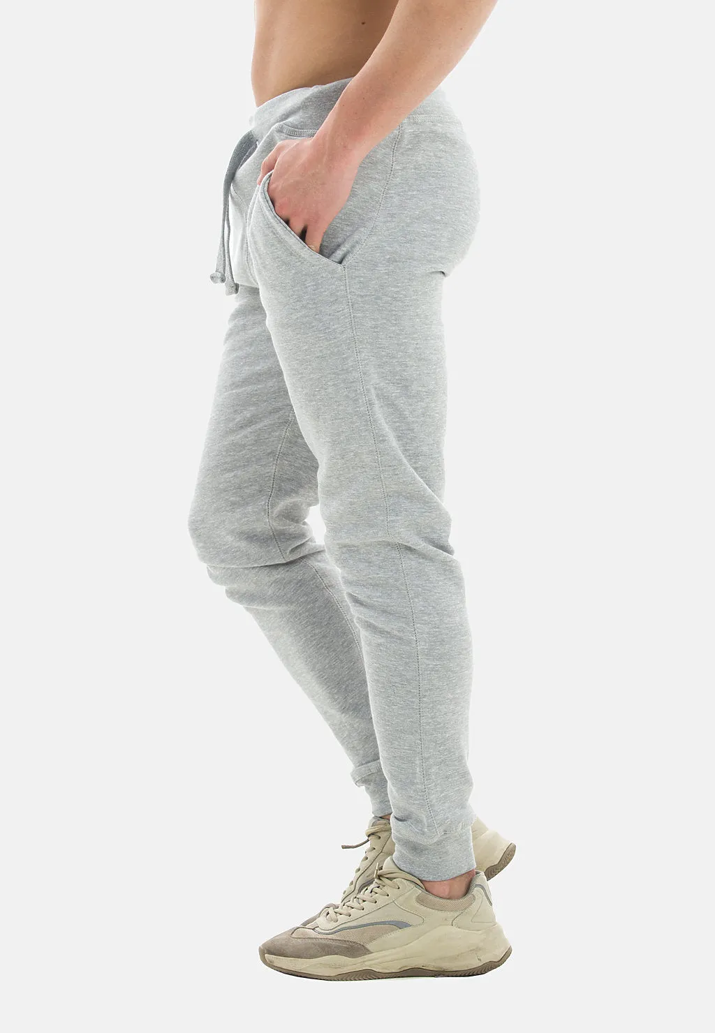 Venley Men's Heather Grey Slim-Fit MADE IN USA Fleece Joggers