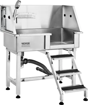 Vevor 34" Dog Grooming Tub Stainless Steel 220 Lbs. Capacity with Right Door and Stairs New