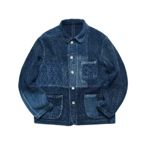 Vintage Sashiko Kendo Plant-dyed Indigo Tattered French Work jacket