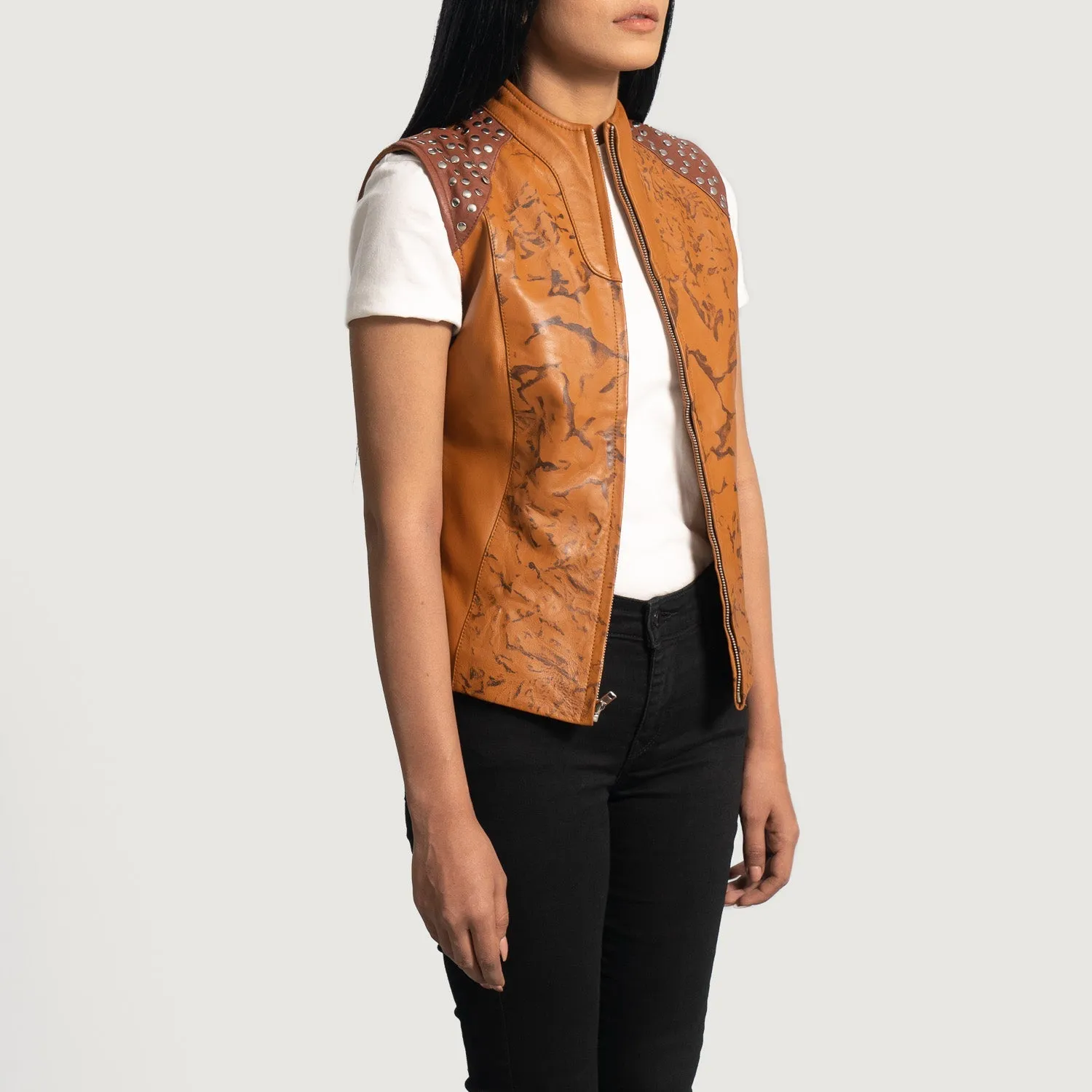 Westina Tan Dye Leather Vest