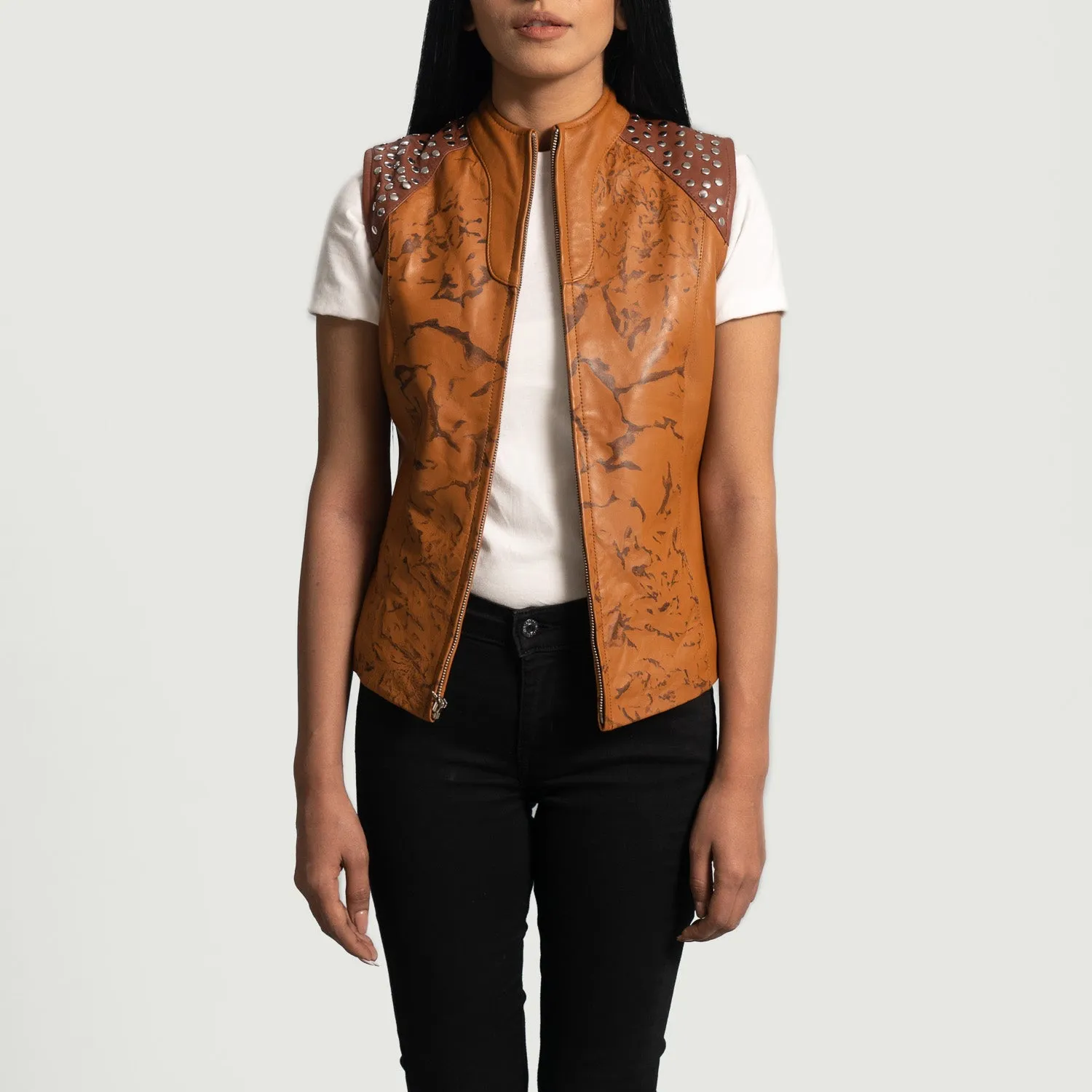 Westina Tan Dye Leather Vest