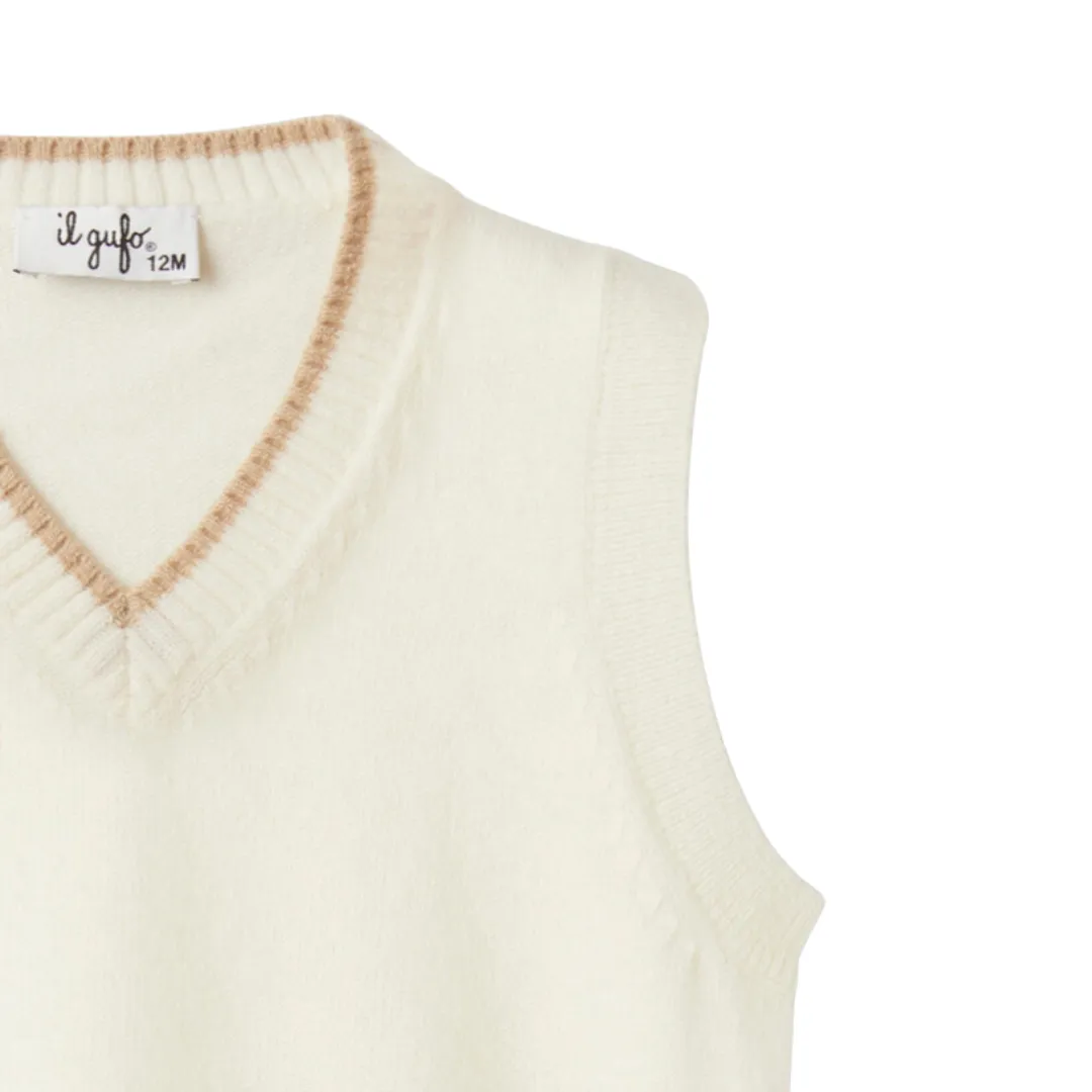 White Beige Sweater Vest