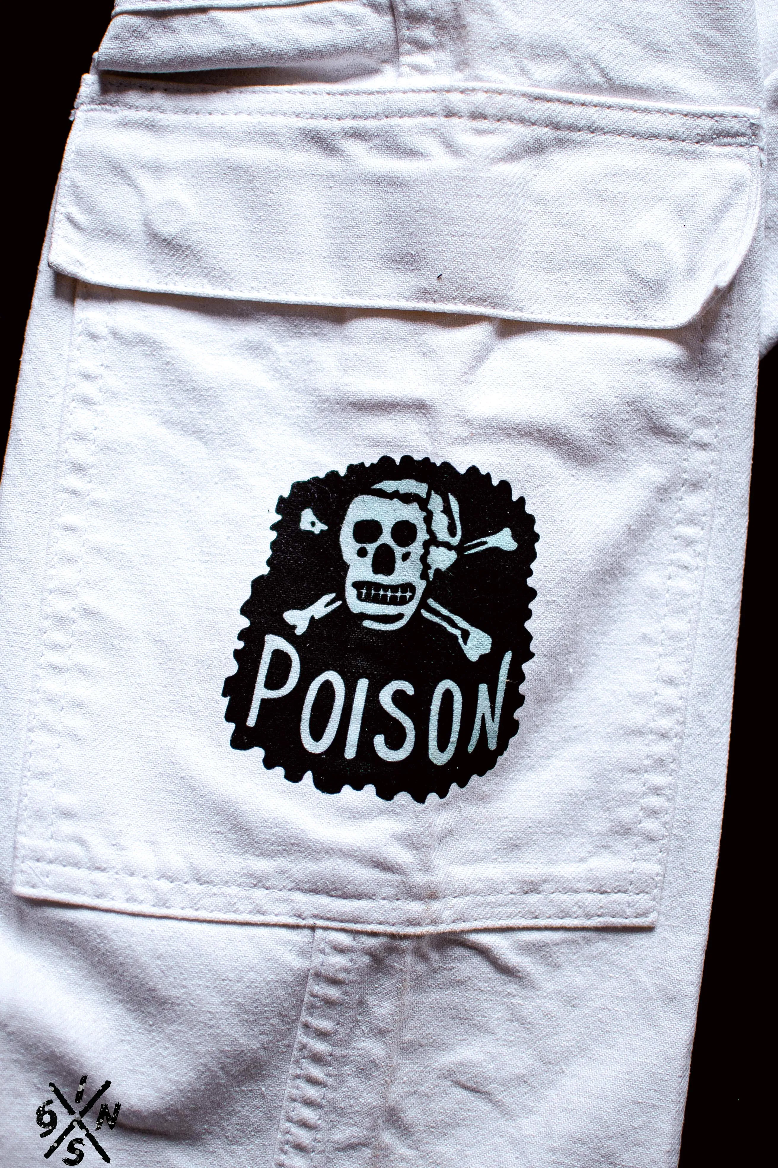 White french 70's coverall hand broidered and screen printed