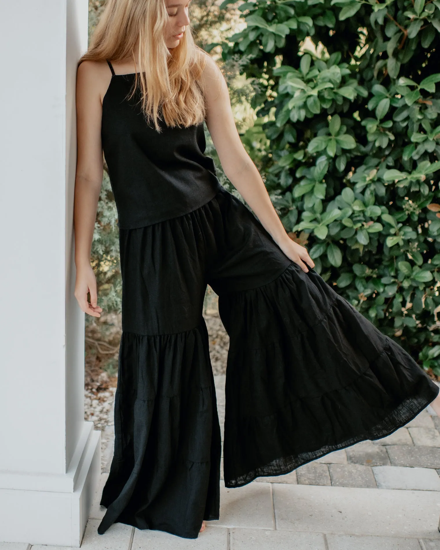 Women's Bella Maxi Pants (black soft linen)