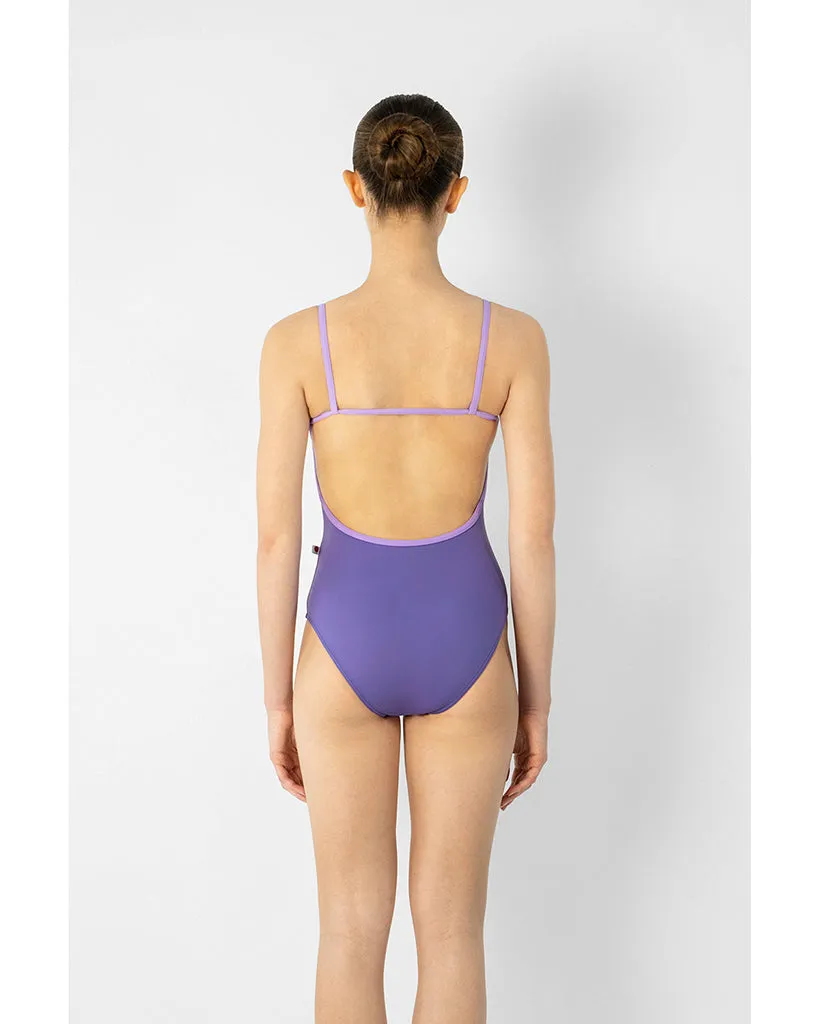 Yumiko Tamara Horizontal Strap Low Back High Cut Camisole Leotard - Womens - Wisteria / Iris