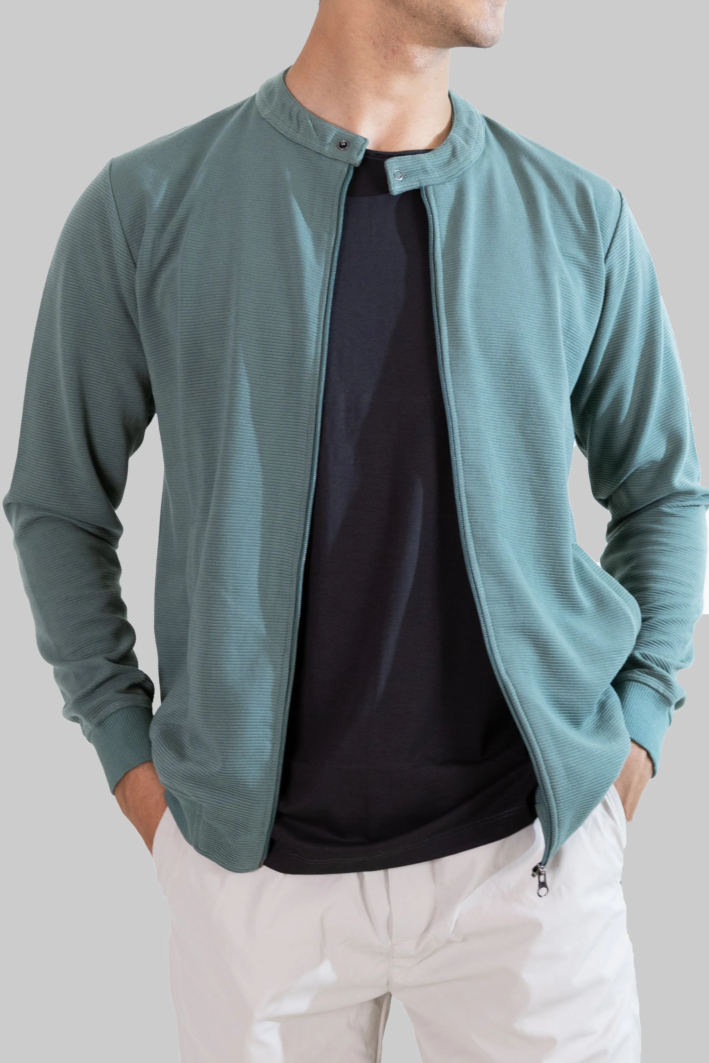 Zip-Up Jacket: Green