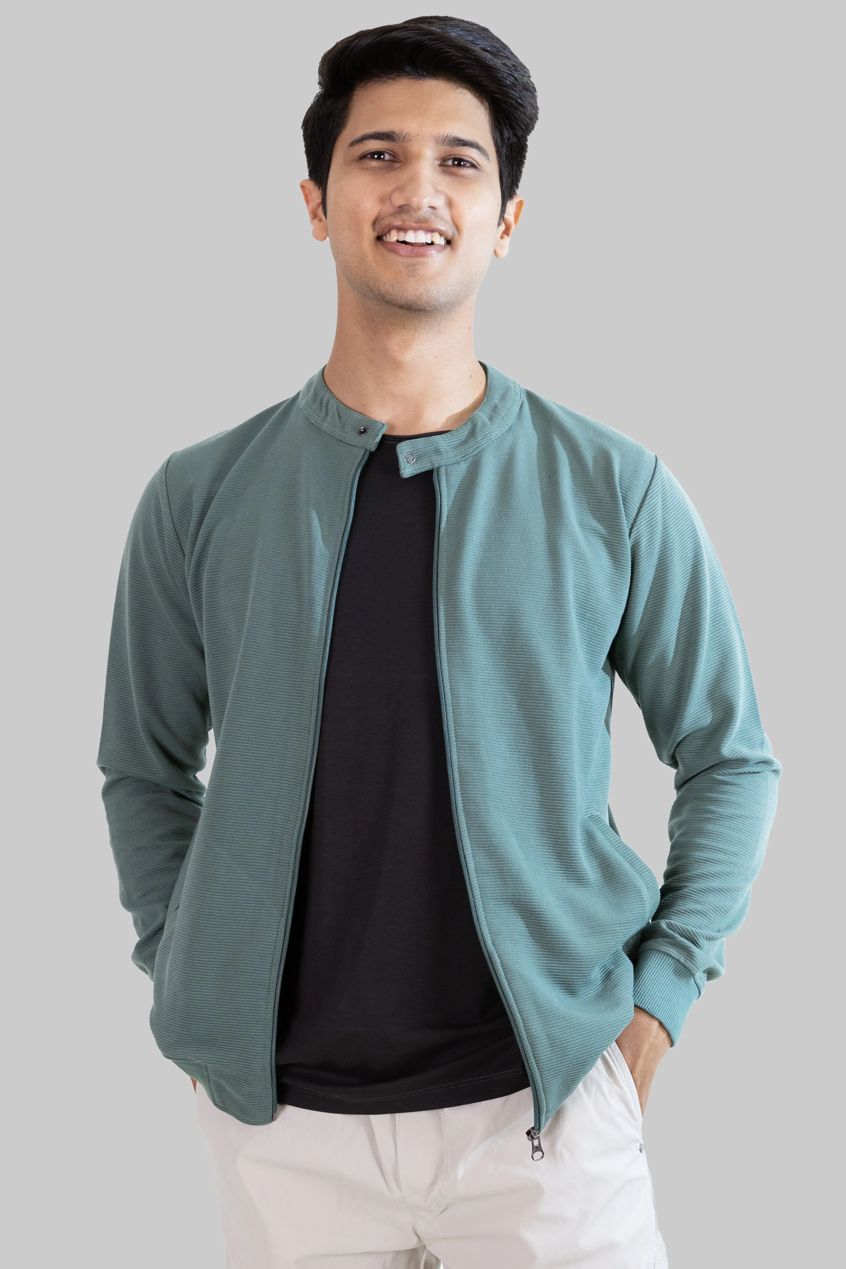 Zip-Up Jacket: Green