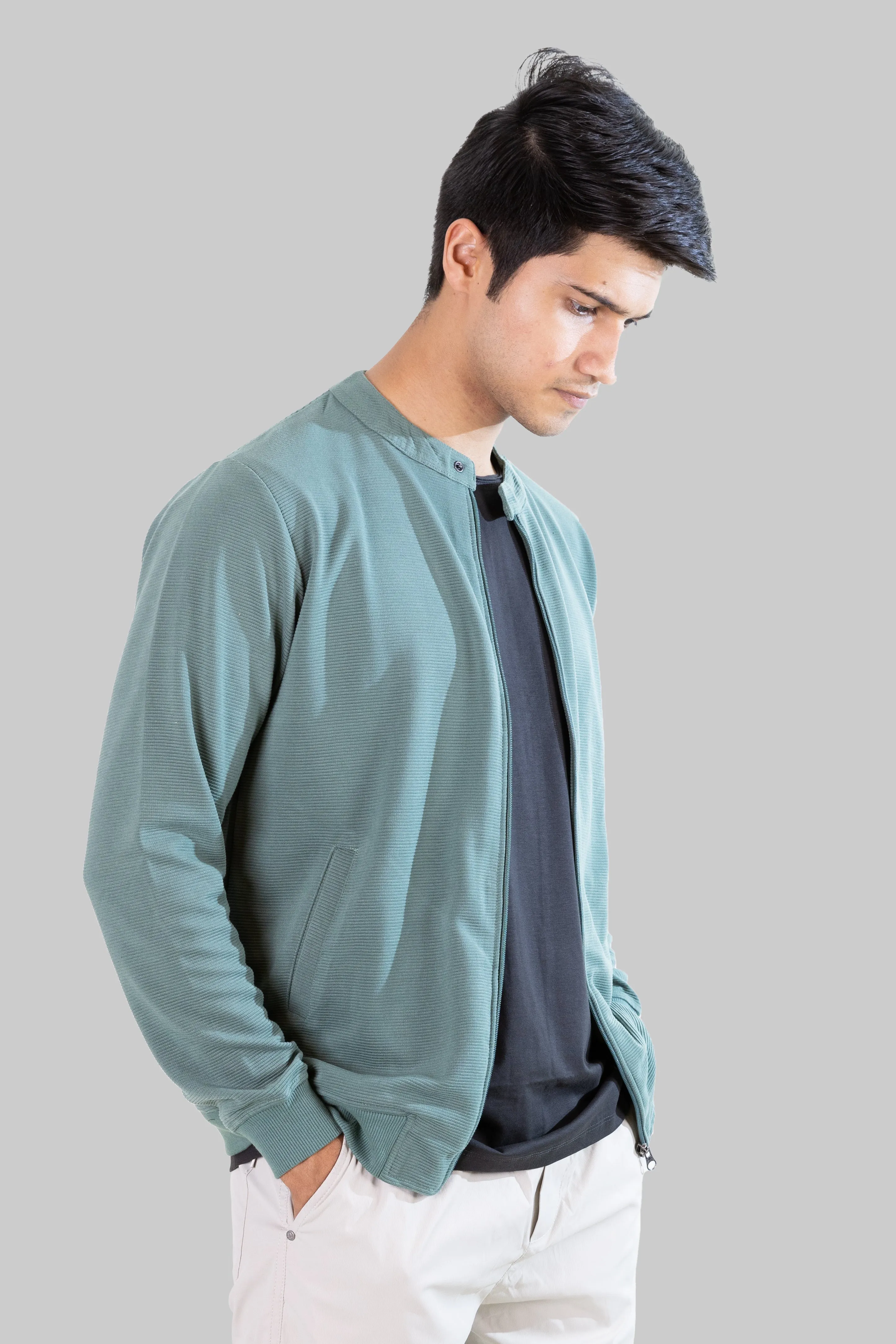 Zip-Up Jacket: Green